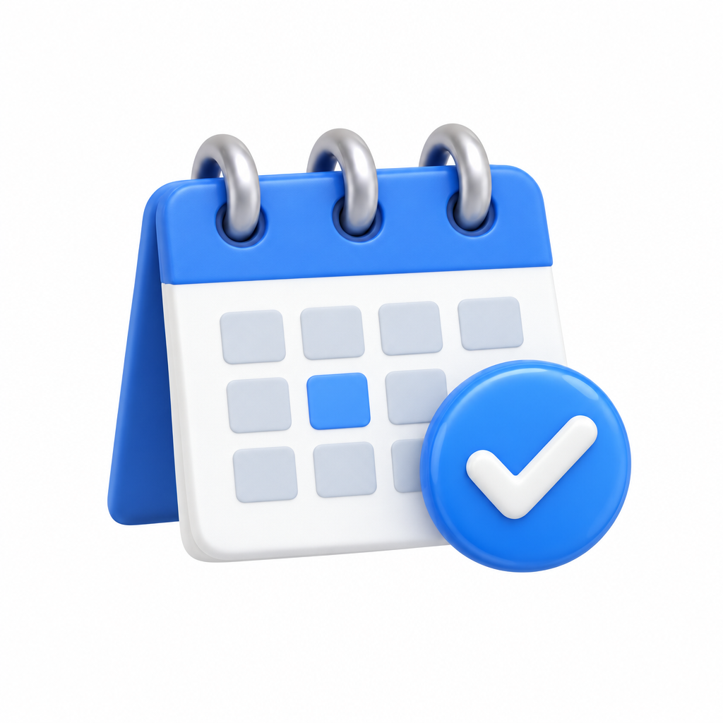 Calendar with a booking checkmark